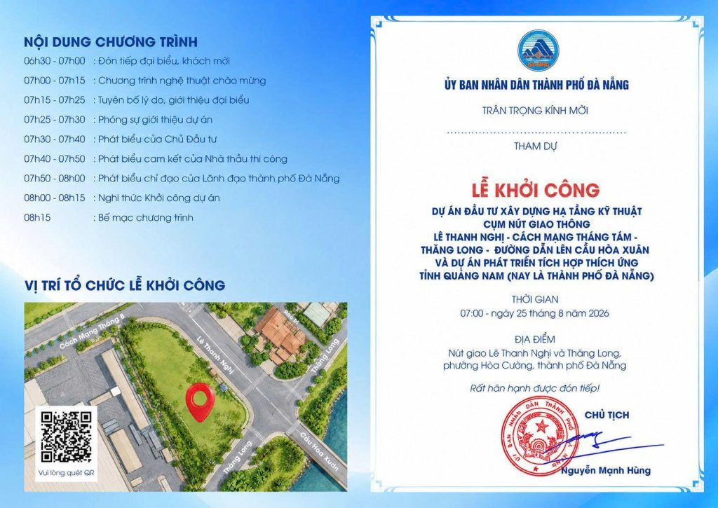 Cú hích hạ tầng kích hoạt làn sóng đầu tư bất động sản Nam Đà Nẵng 1 Lễ khởi công dự án Cụm nút giao thông dẫn lên cầu Hòa Xuân sẽ diễn ra ngày 25/08/2026. Nguồn: Ảnh Internet.